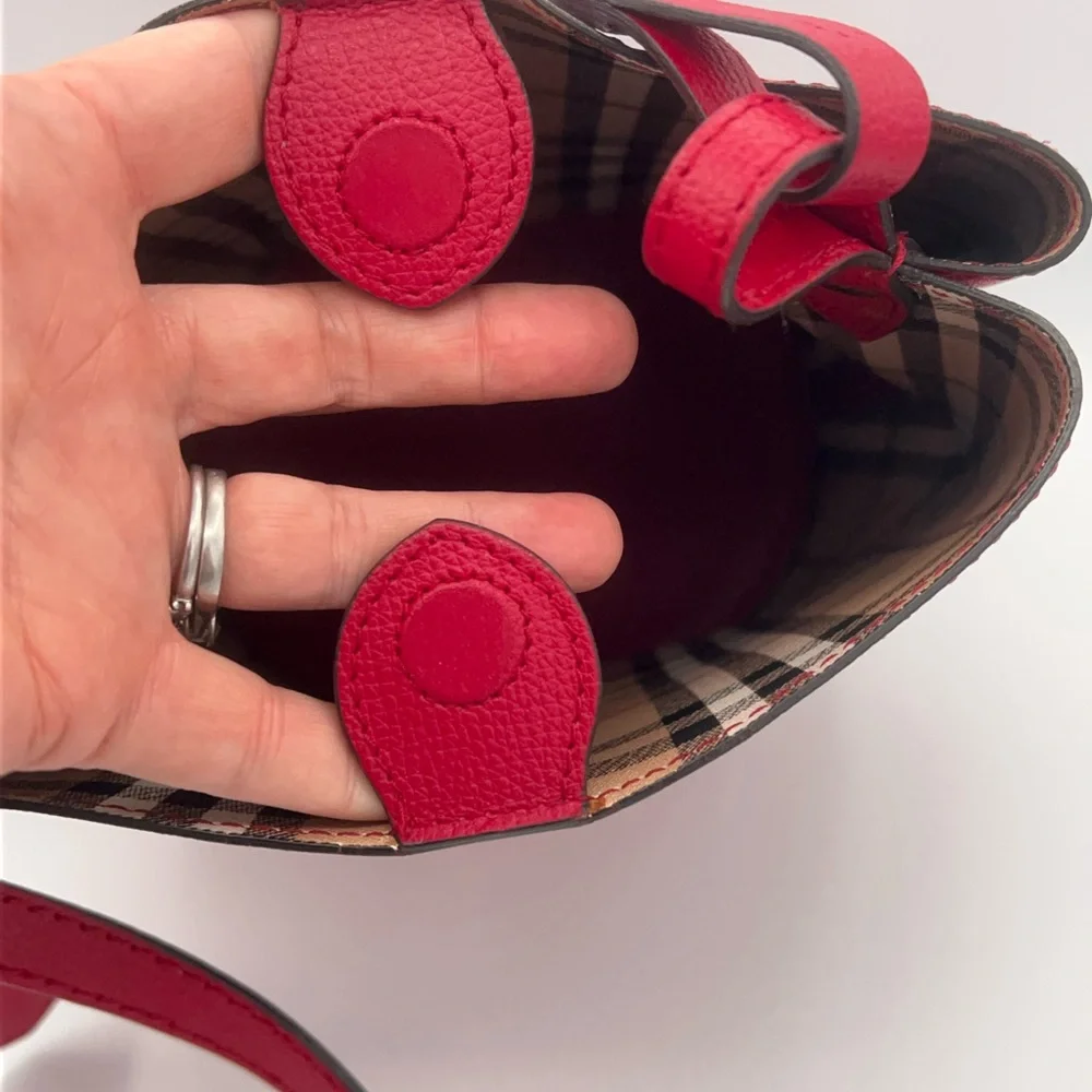 Burberry Lorne Red Leather Bucket Bag like new condition! W/Entrupy COA - Picture 10 of 16